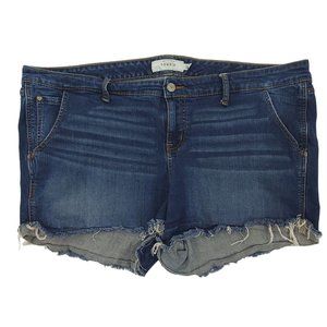 Torrid Denim Cut Off Raw Hem Shorts Size 22 Stretch Denim Blue Dark Wash